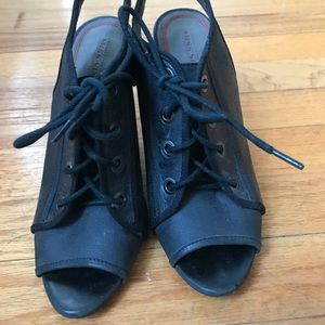 Miss Sixty navy/blackish peep toe heels